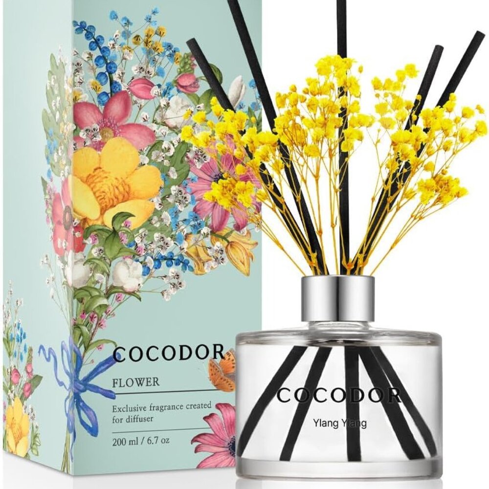 New Flower Reed Diffuser Set / 6.7oz / Ylang Ylang/Scent Diffuser with Sticks